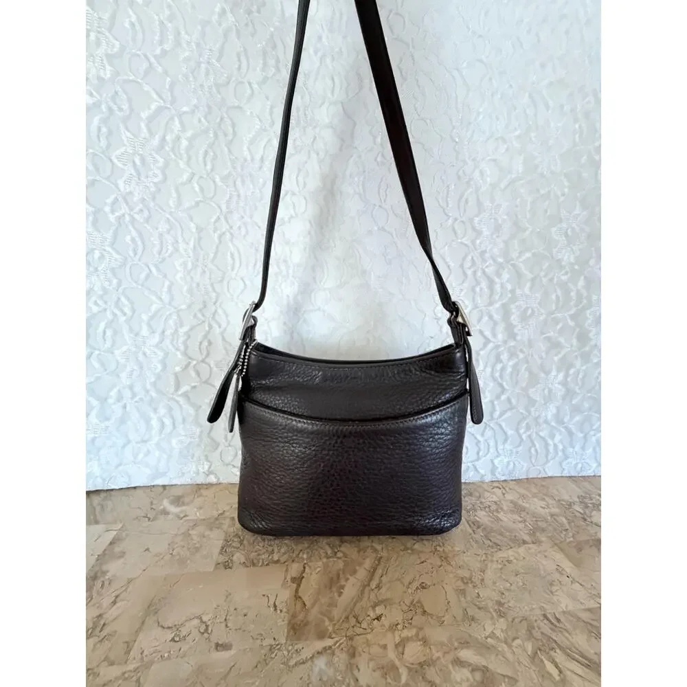 Vintage COACH #6807 Black "Hudson Small Zip" pebbled Leather Shoulder Bag - Picture 3 of 12